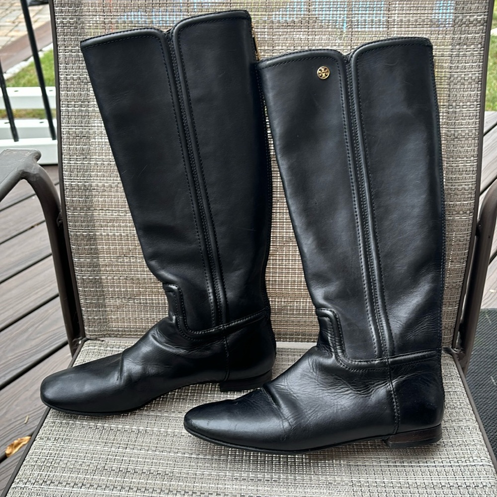 Tory Burch Black Leather Knee-High Boots